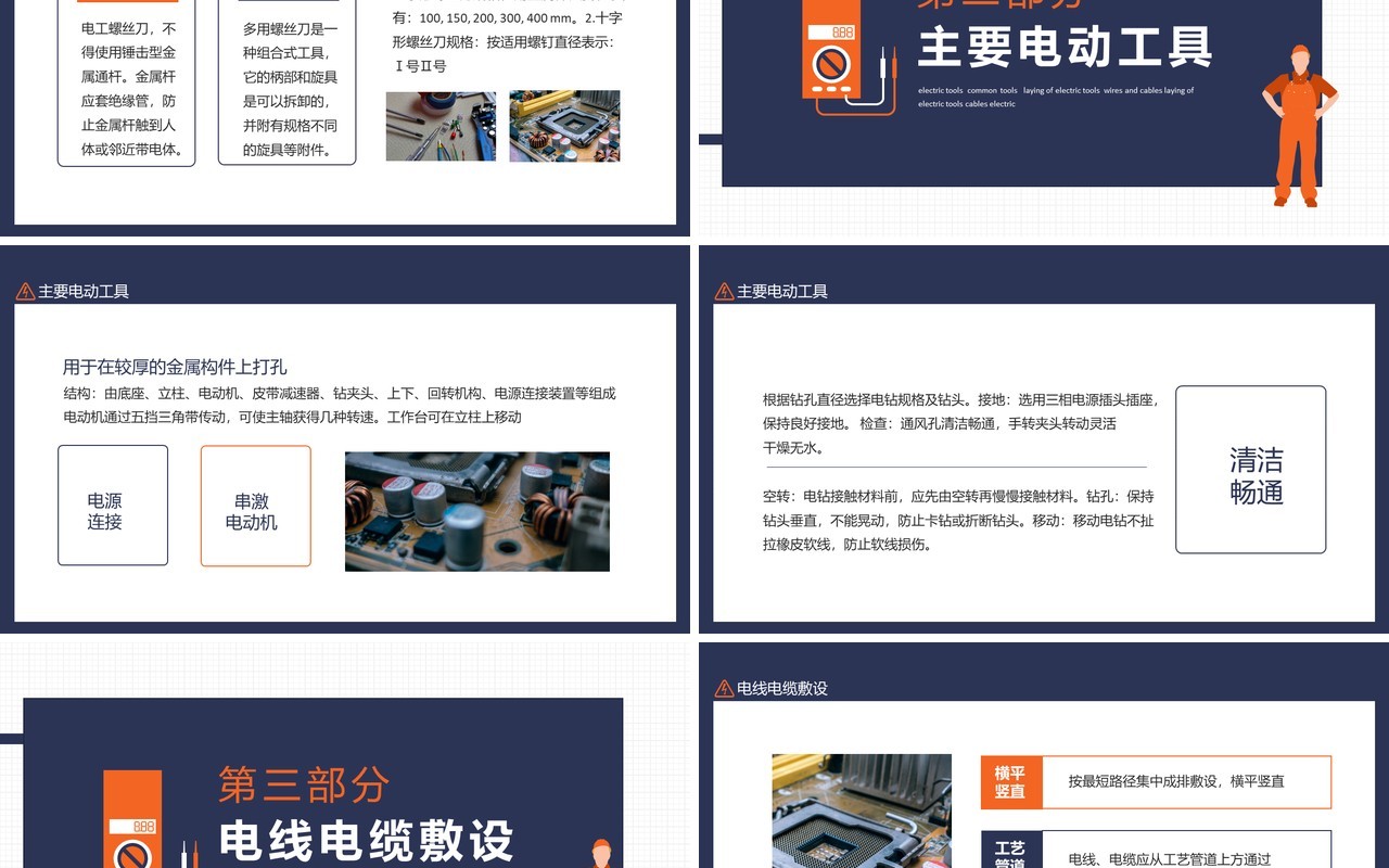 电工常用工具电动工具电线电缆敷设动态PPT模板
