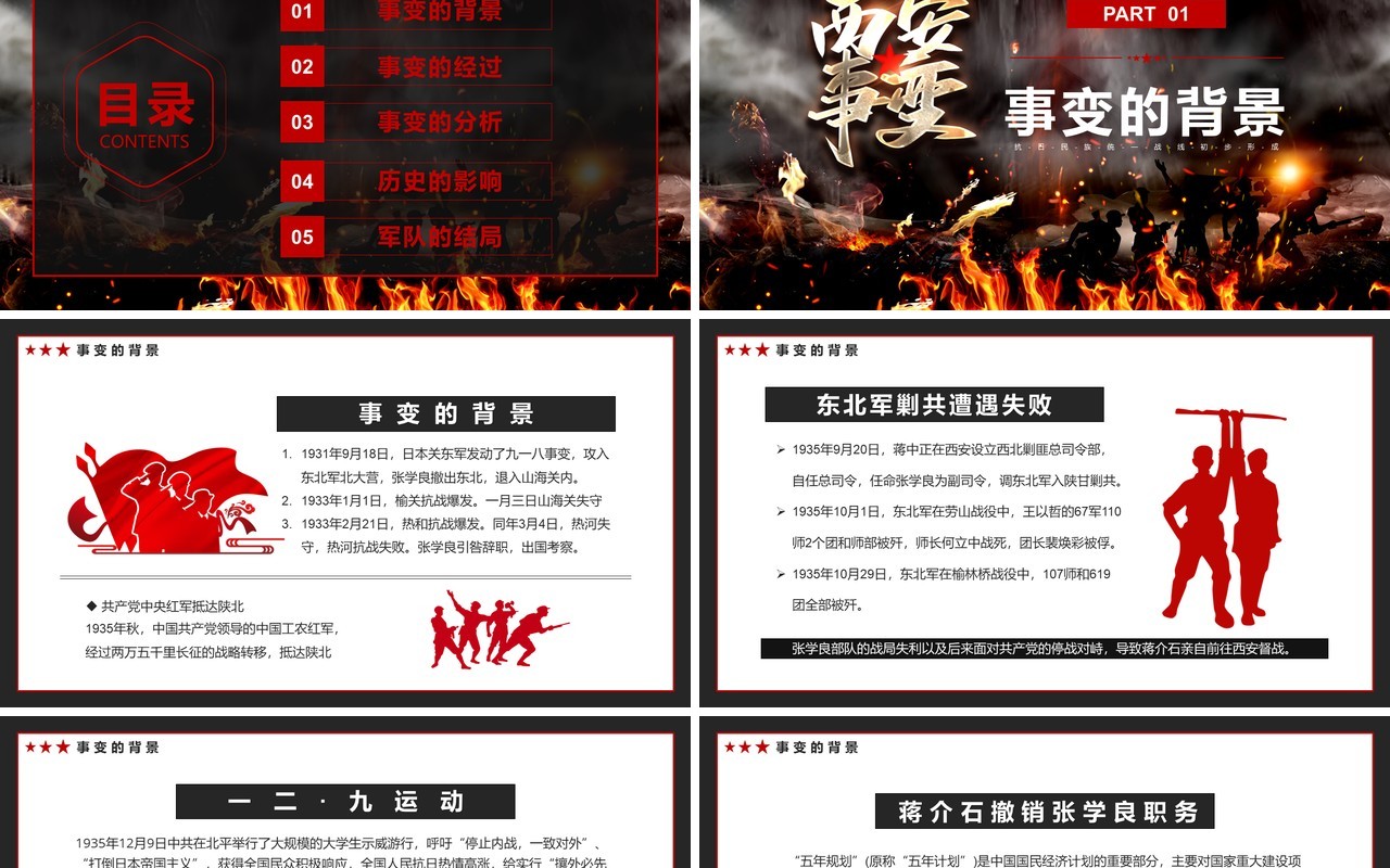 黑色大气西安事变纪念日PPT模板