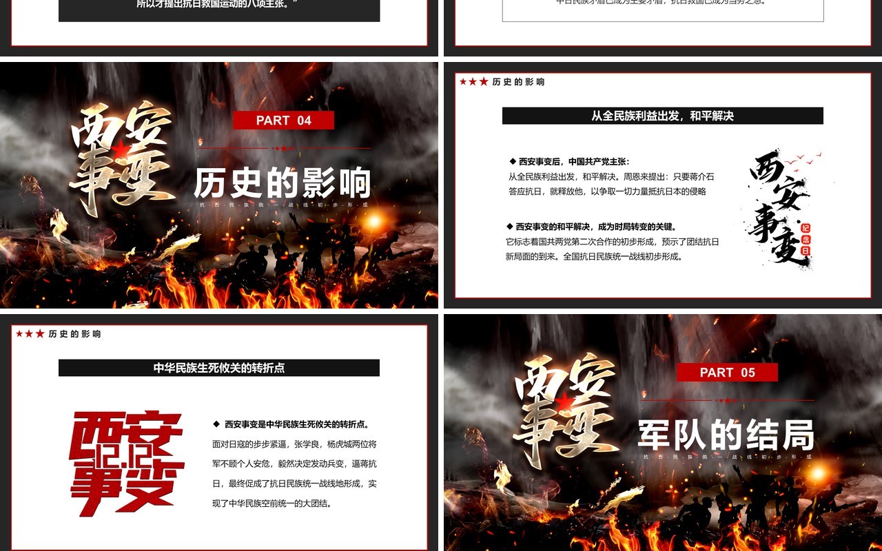 黑色大气西安事变纪念日PPT模板
