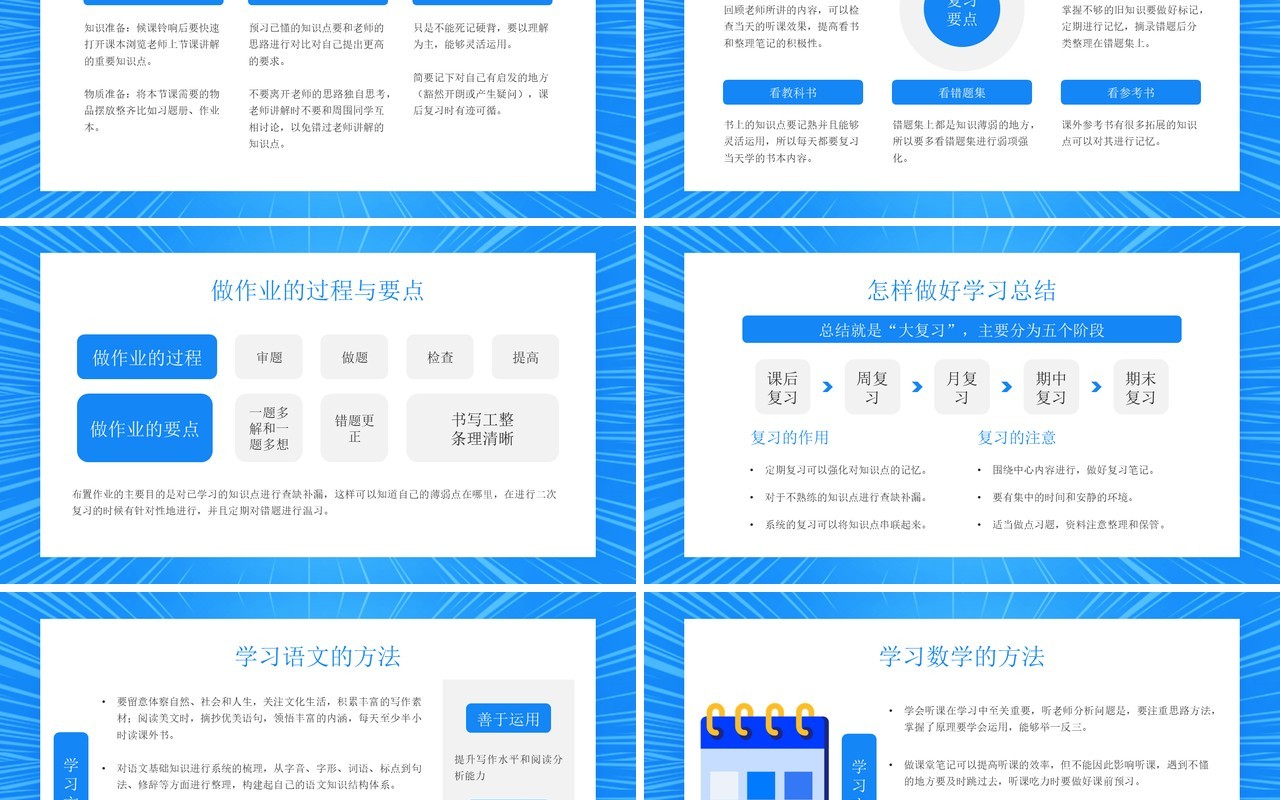 蓝色卡通风格找到正确方法提高学习效率知识培训PPT模板