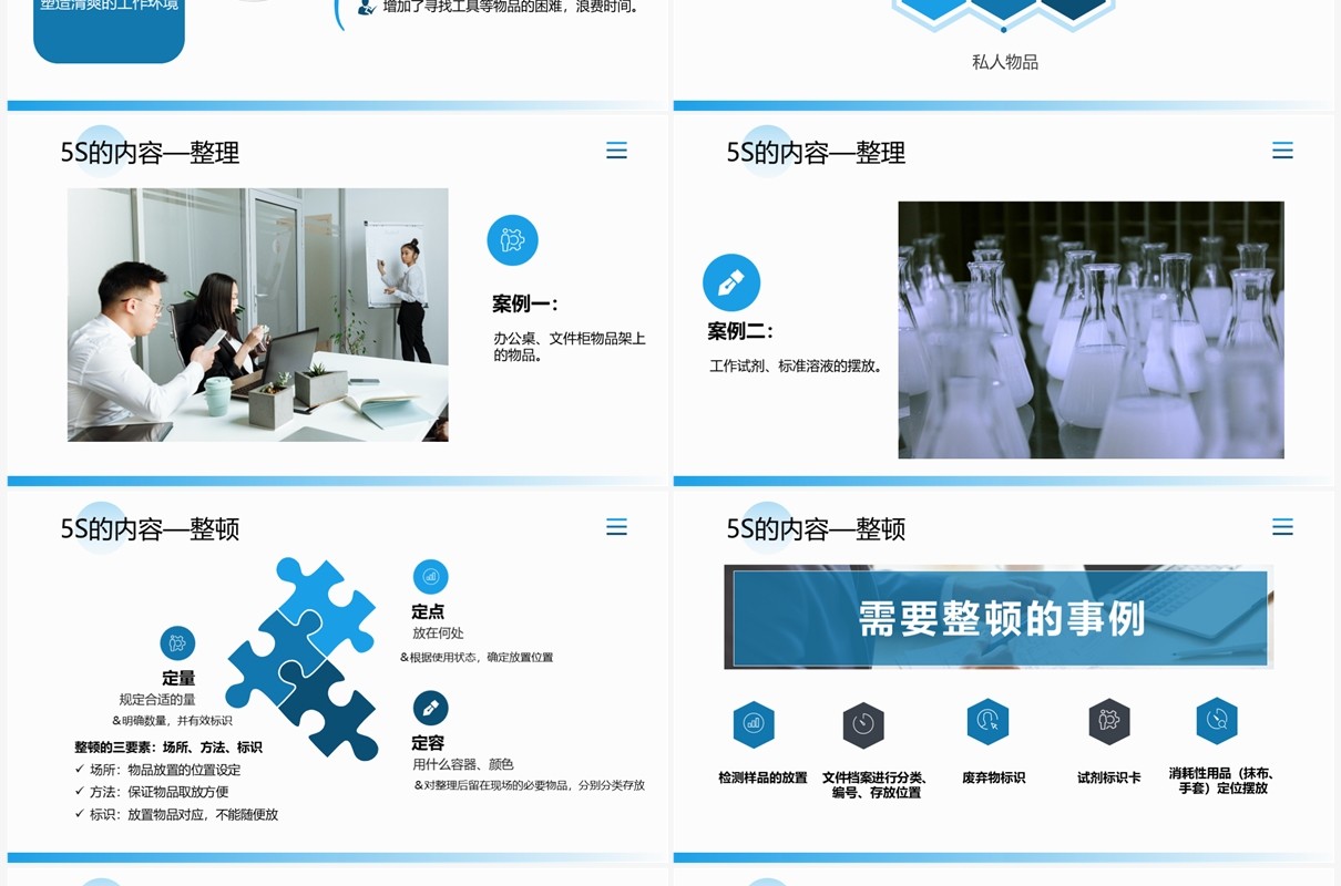 蓝色企业管理5S推行培训PPT模板