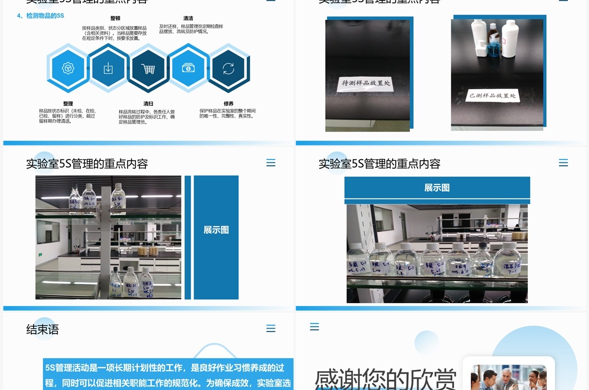 蓝色企业管理5S推行培训PPT模板