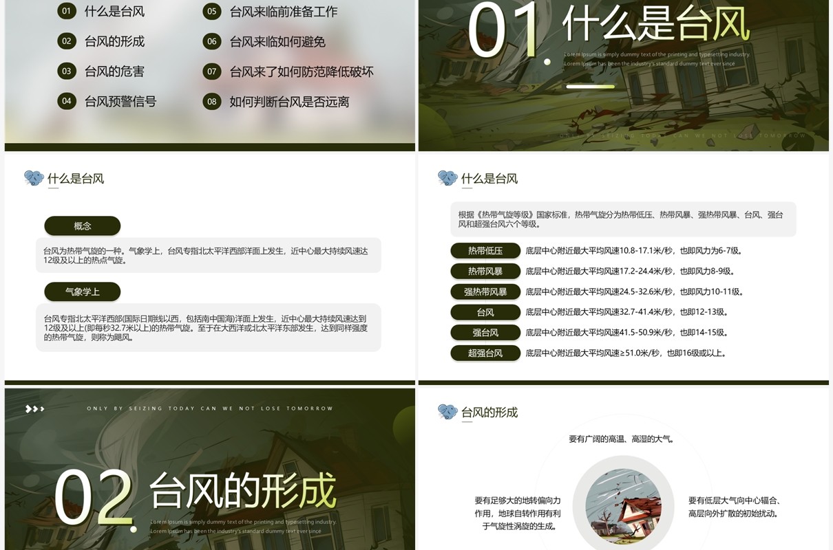 绿色简约风防台风安全教育培训PPT模板