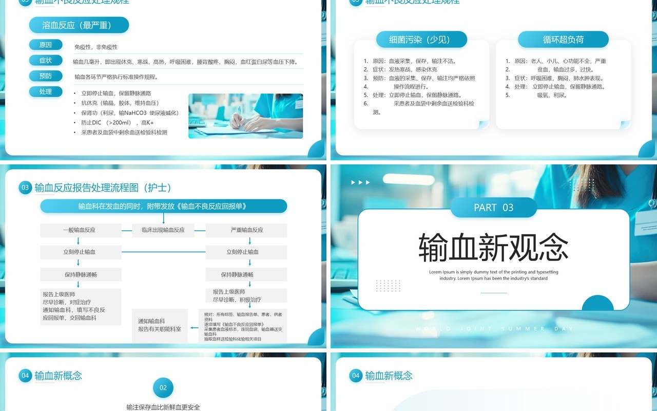 蓝色简约风输血相关知识培训PPT模板
