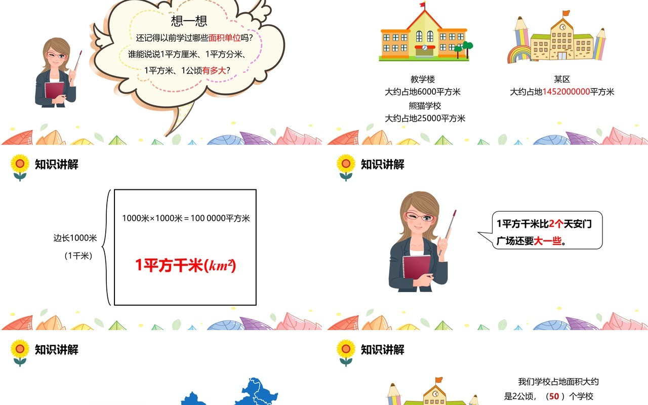 部编版四年级数学上册平方千米的认识课件PPT模板