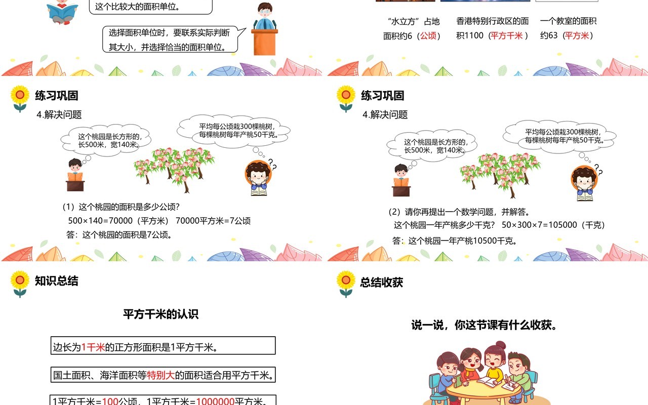 部编版四年级数学上册平方千米的认识课件PPT模板