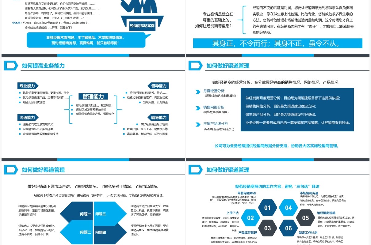简约蓝色商务风营销市场渠道建设与管理企业职场培训PPT模板