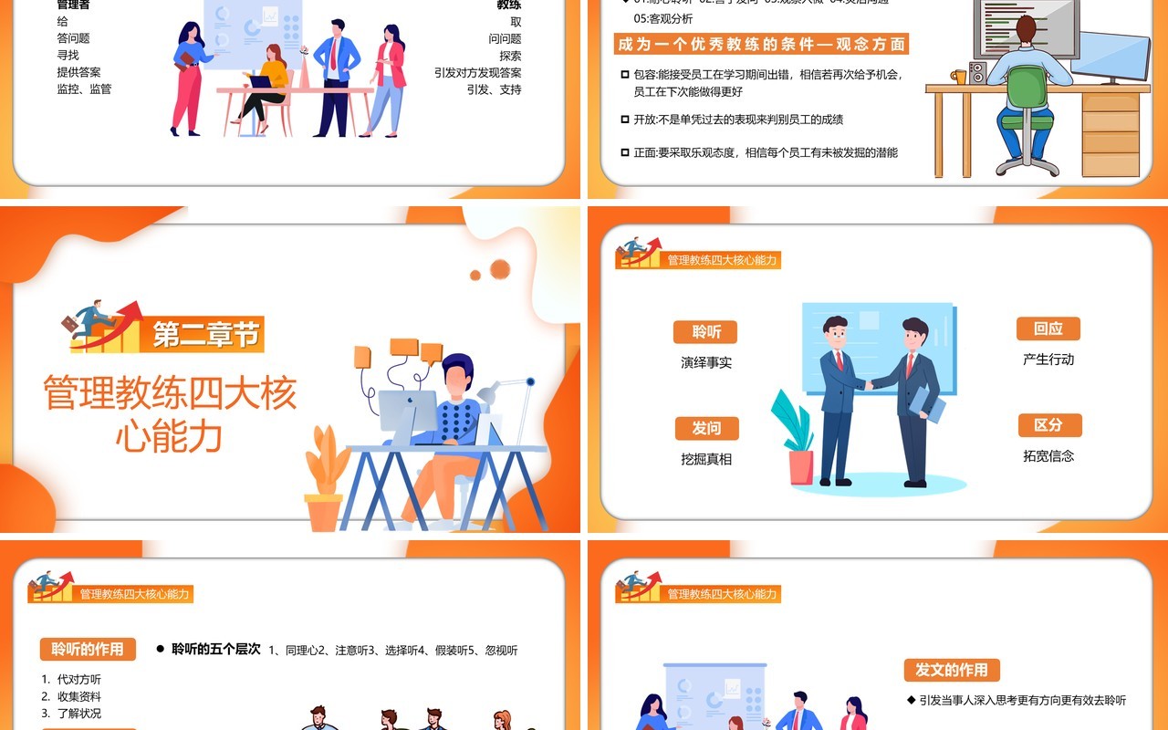 卡通风企业教练式管理教育培训PPT模板
