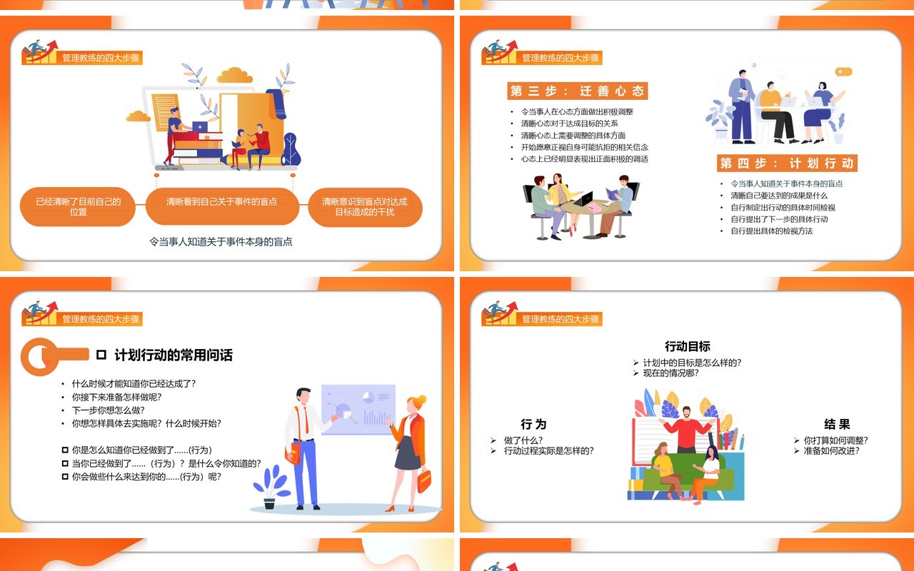 卡通风企业教练式管理教育培训PPT模板