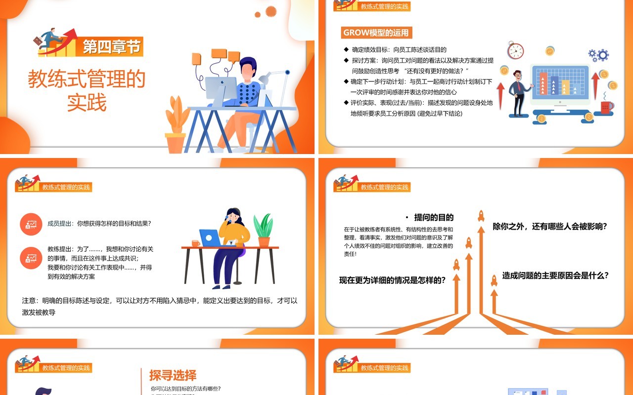 卡通风企业教练式管理教育培训PPT模板