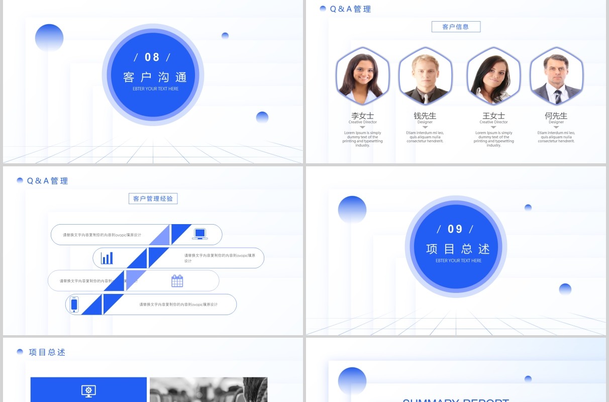 简洁企业项目管理总结报告PPT模板