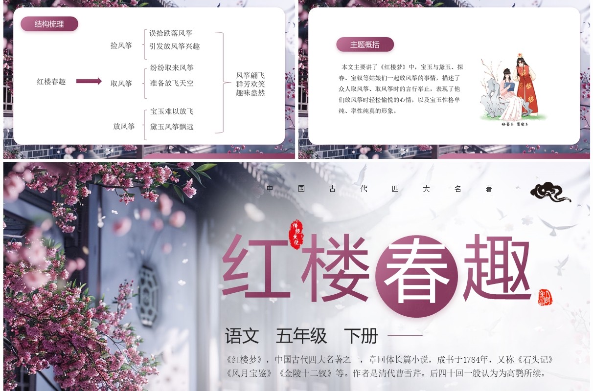 部编版五年级语文下册红楼春趣PPT模板