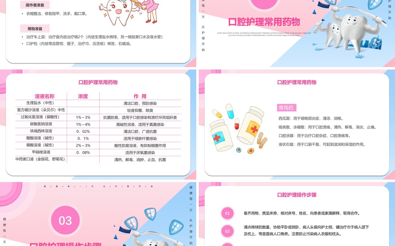 粉色简洁医疗卫生关注口腔健康口腔护理知识培训PPT模板