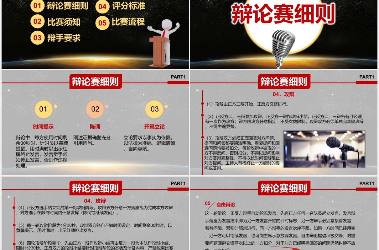 黑金色实用辩论赛PPT模板