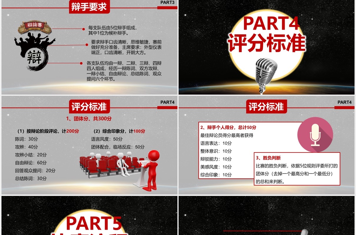 黑金色实用辩论赛PPT模板
