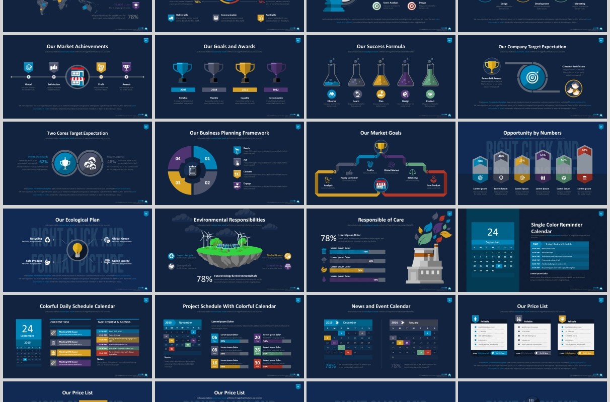 超实用多功能时间轴数据分析信息图表PPT商务模板Arwenn Multipurpose PowerPoint Template