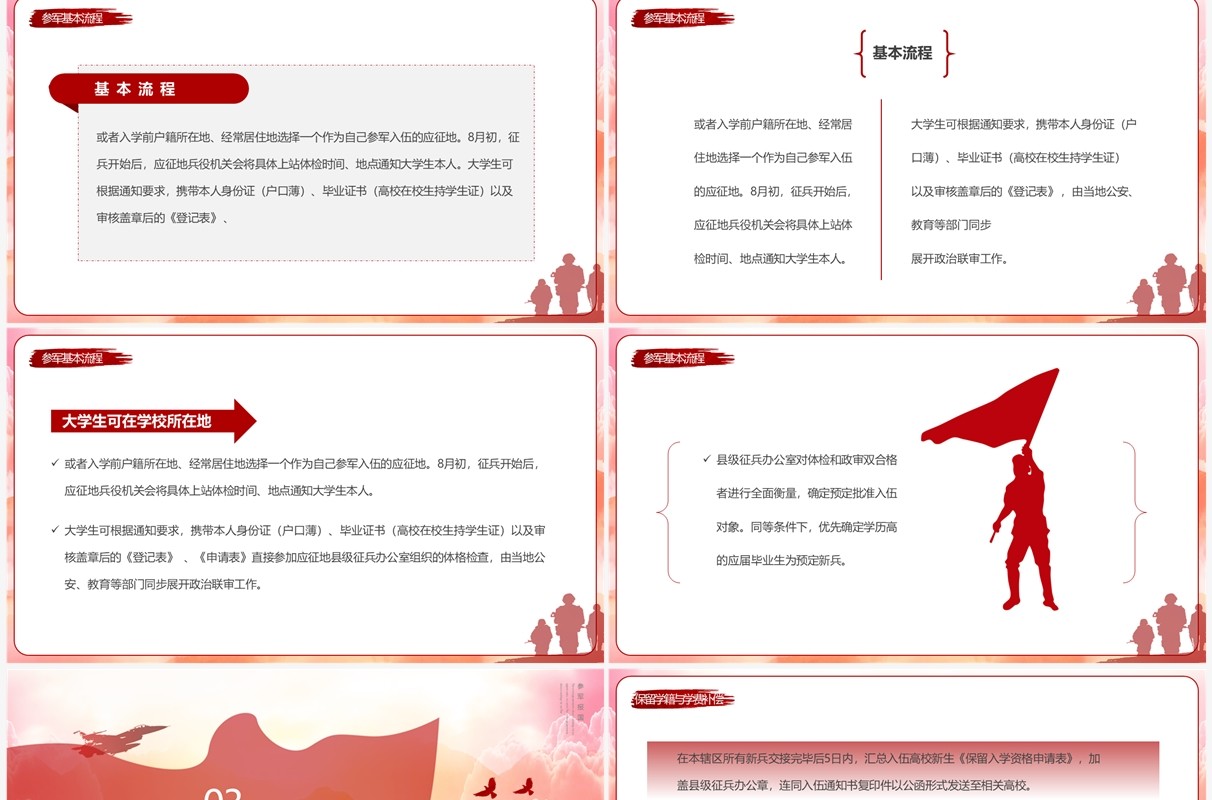 红色简约我参军我光荣征兵宣传PPT模板