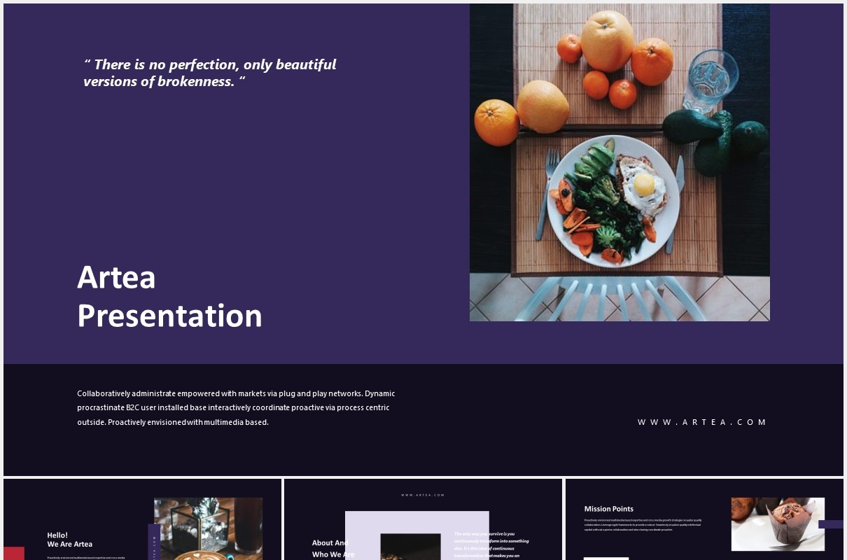 深色健康饮食展示PPT模板Artea-Healthcare Powerpoint