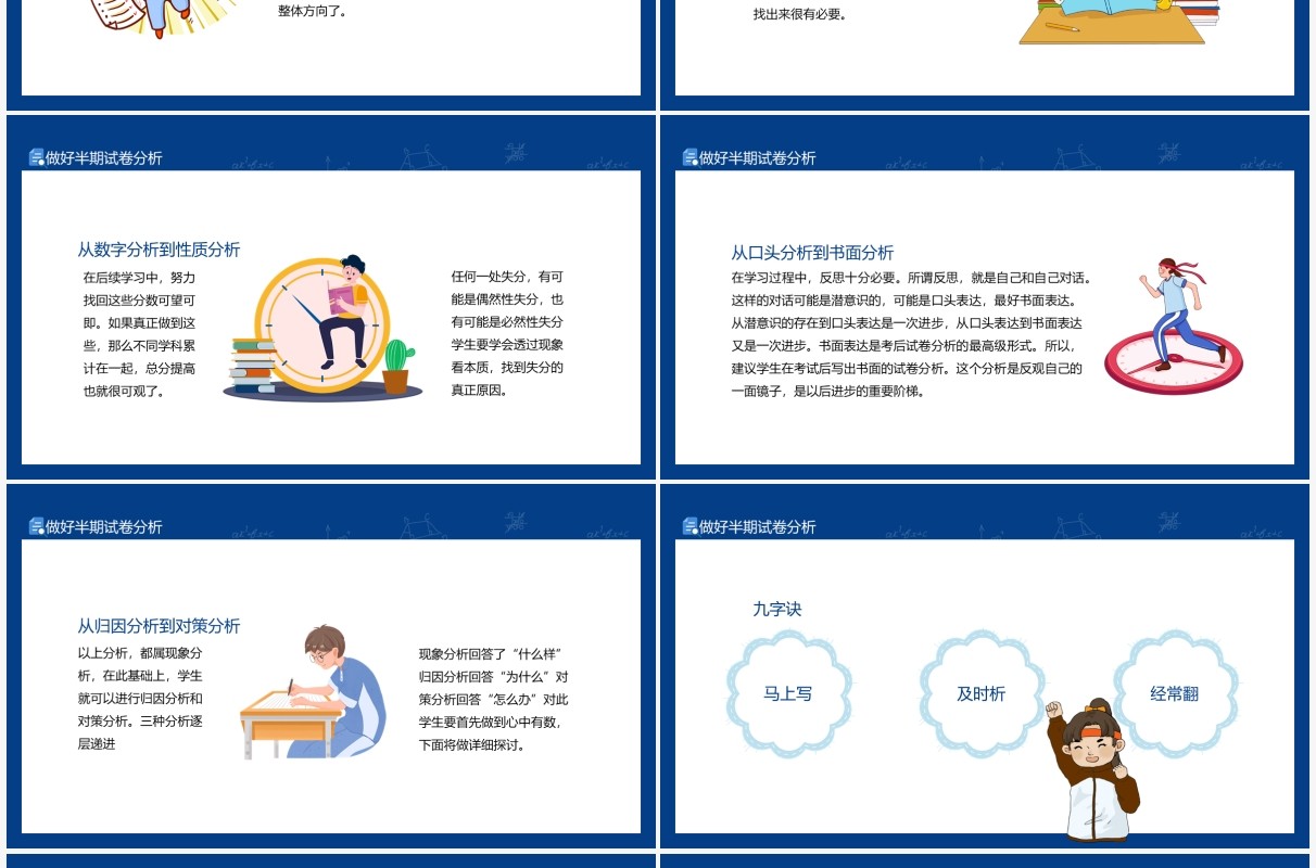怎样做好半期试卷分析主动不主动相差一百倍动态PPT模板