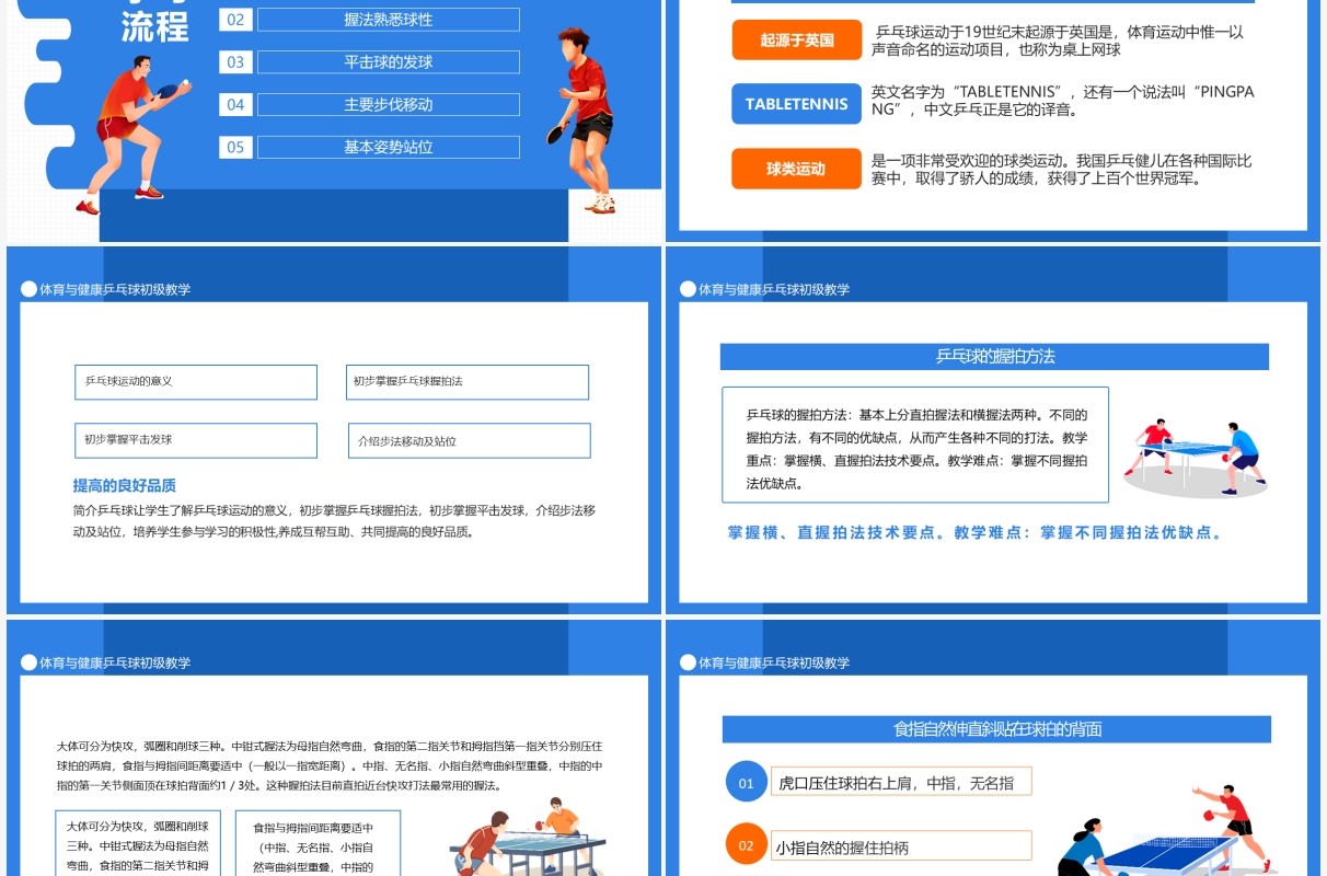 体育与健康乒乓球初级教学动态PPT模板