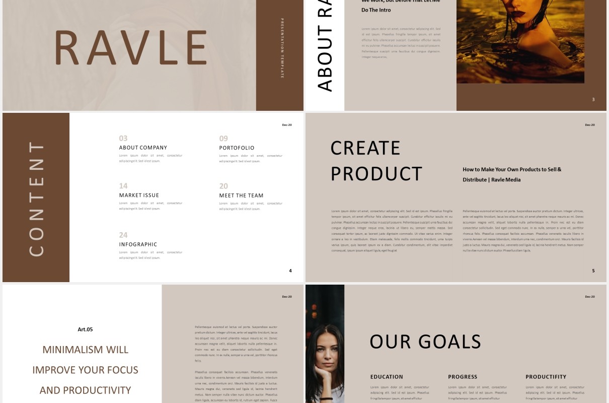时尚简约图片排版设计摄影集展示PPT模板Ravle Powerpoint