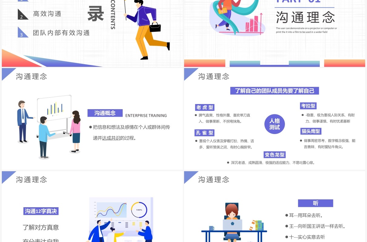 简约渐变企业管理培训有效的团队沟通课件PPT模板