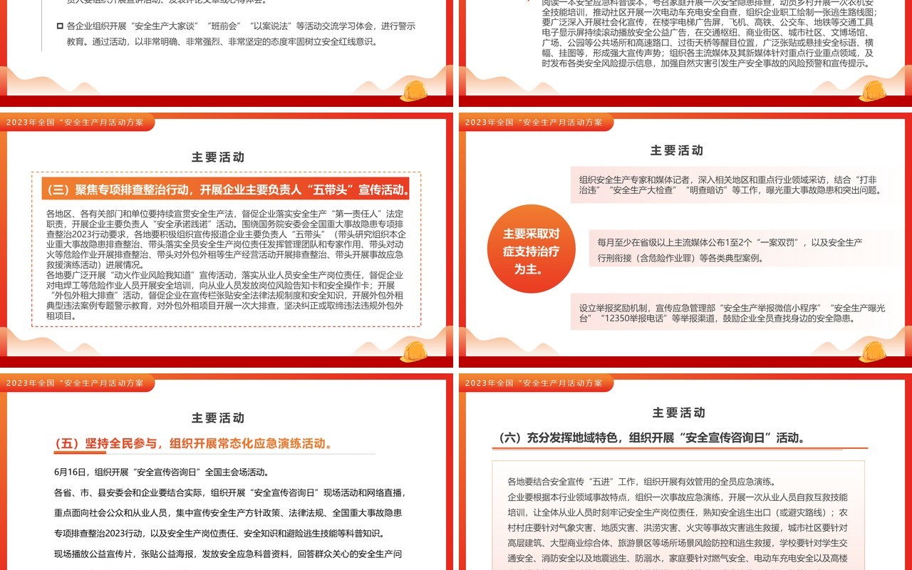 橙红简约风全国安全生产月宣传PPT模板