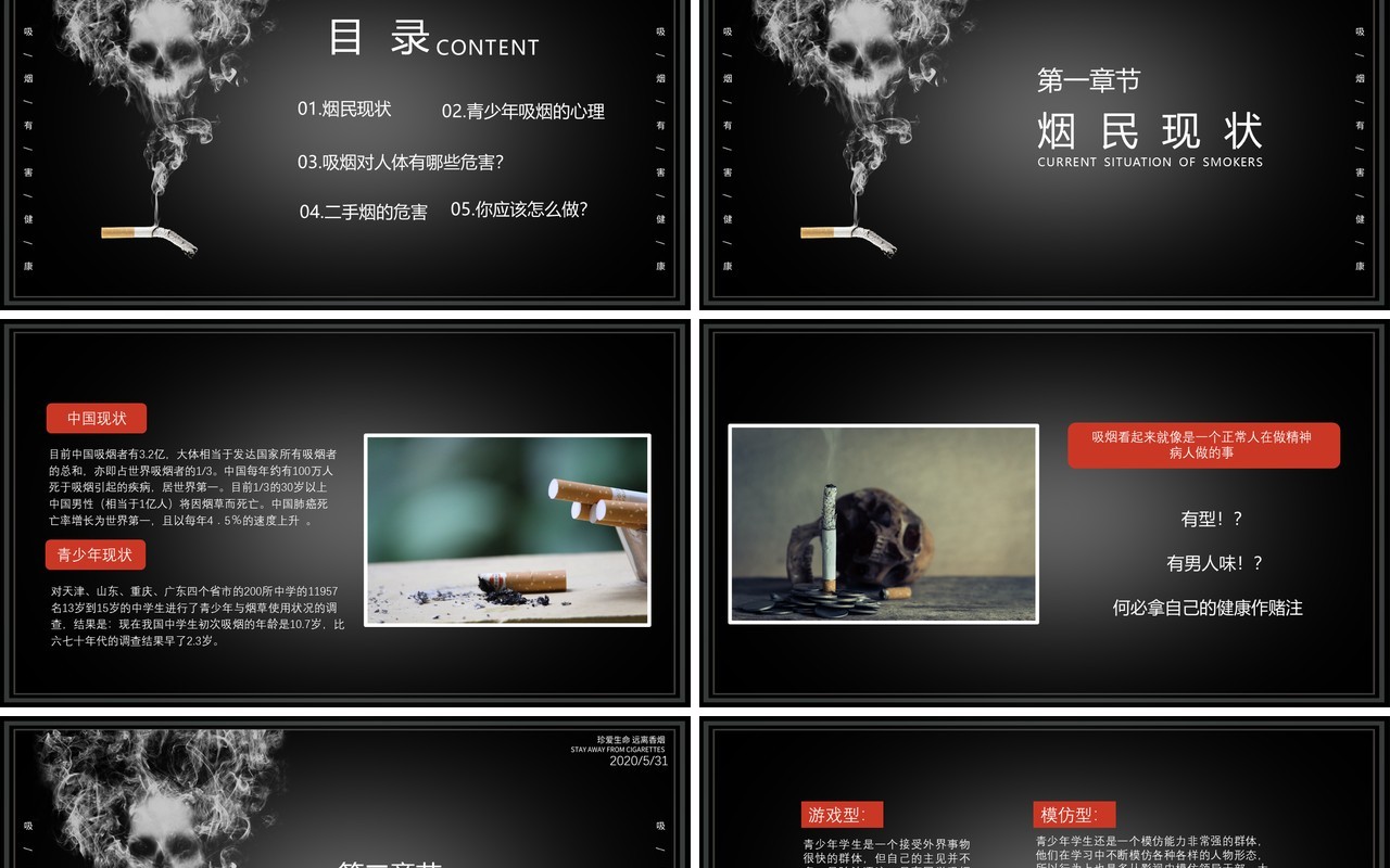 世界无烟日宣传介绍PPT 模板