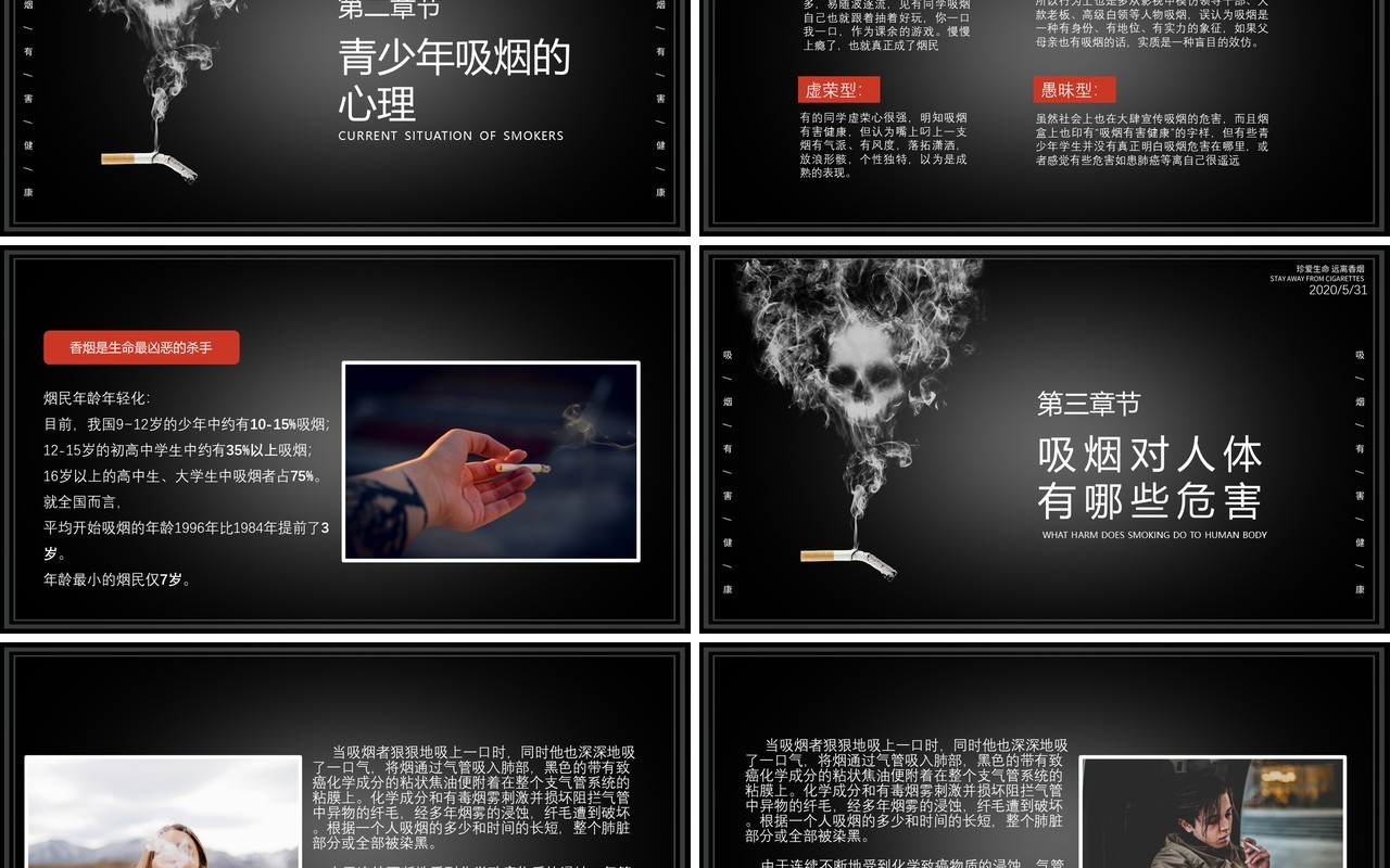世界无烟日宣传介绍PPT 模板