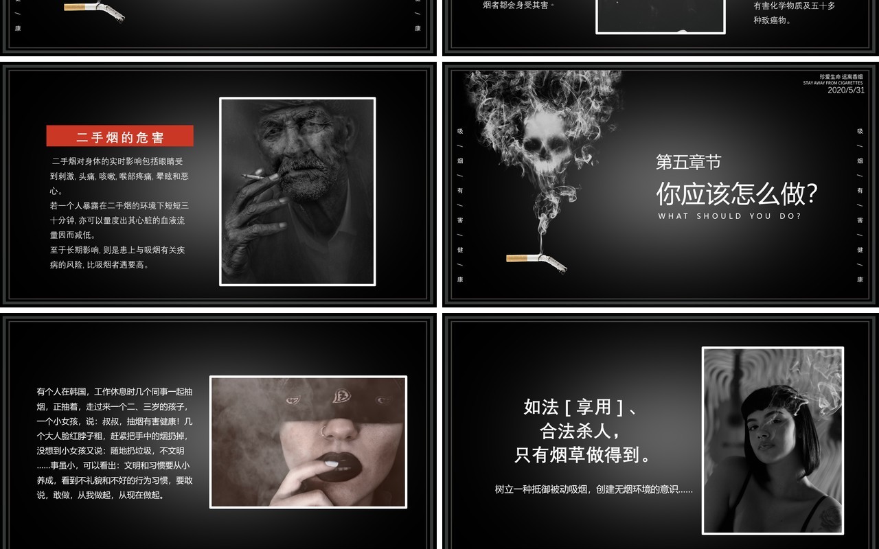 世界无烟日宣传介绍PPT 模板