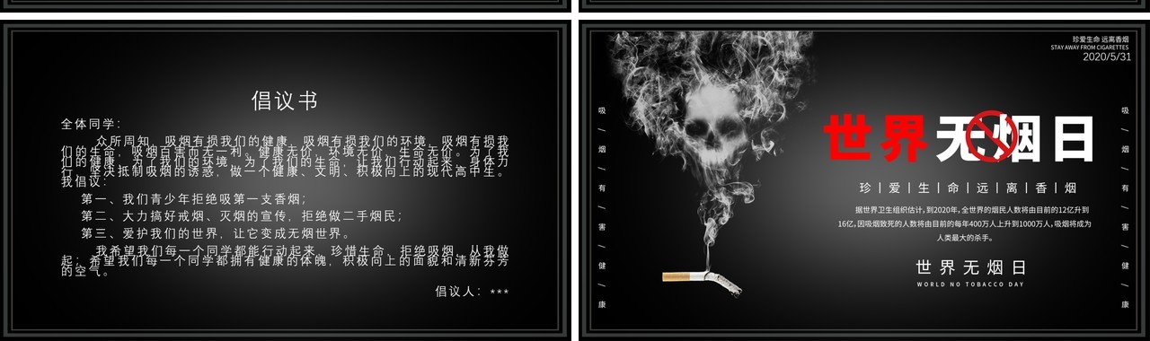 世界无烟日宣传介绍PPT 模板