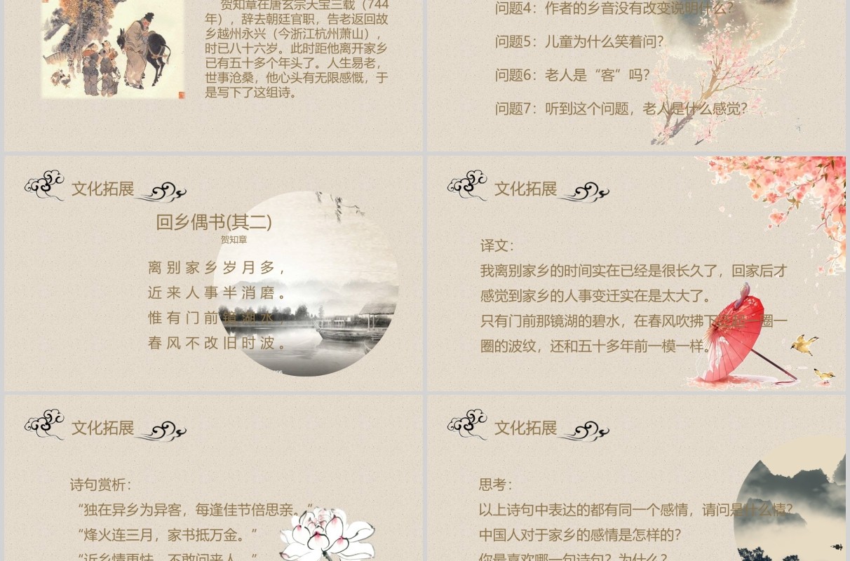小学生语文教师说课课件回乡偶书PPT模板