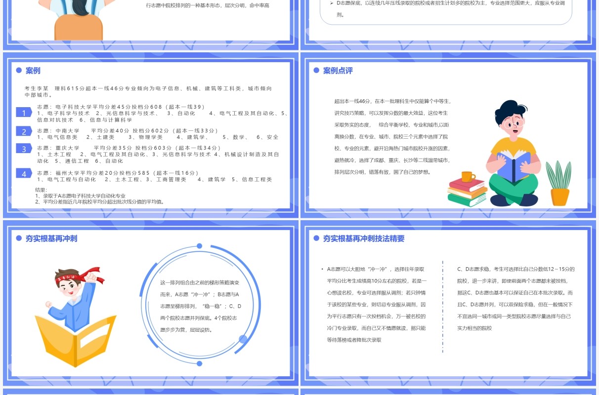 紫色卡通风高考志愿填报技巧PPT模板