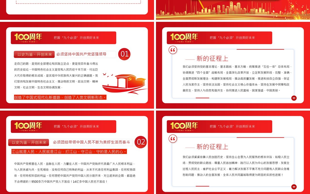 红色党政风庆祝中国共产党成立一百周年大会的总要讲话PPT模板(1)