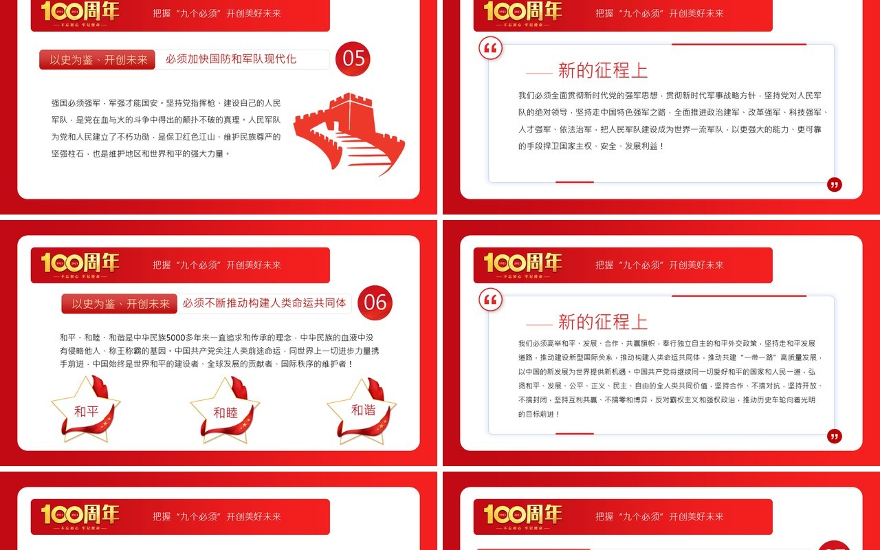 红色党政风庆祝中国共产党成立一百周年大会的总要讲话PPT模板(1)
