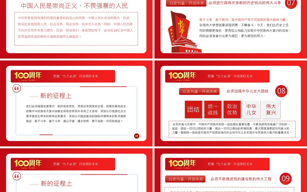 红色党政风庆祝中国共产党成立一百周年大会的总要讲话PPT模板(1)