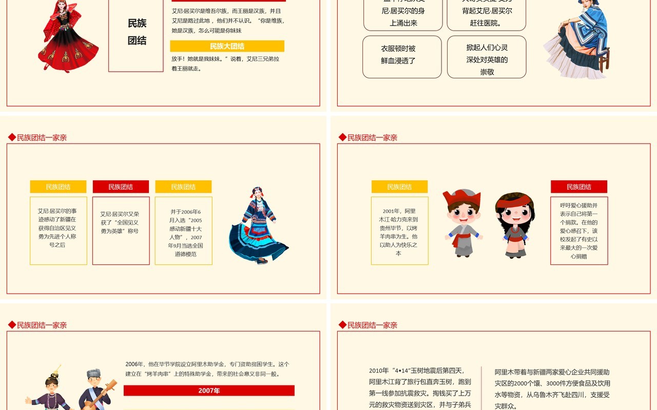 团结平等民族团结一家亲民族人民心连心动态PPT模板