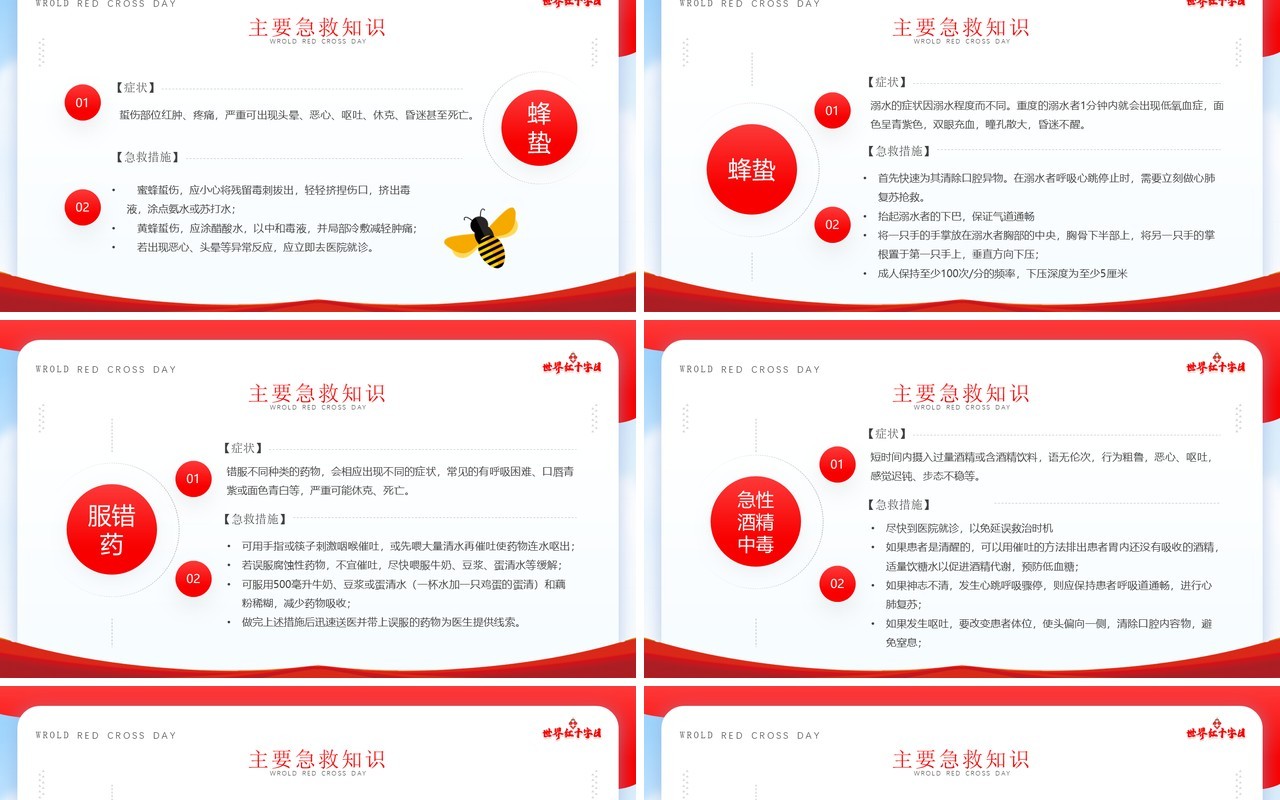 红色简约风世界红十字日节日介绍PPT模板