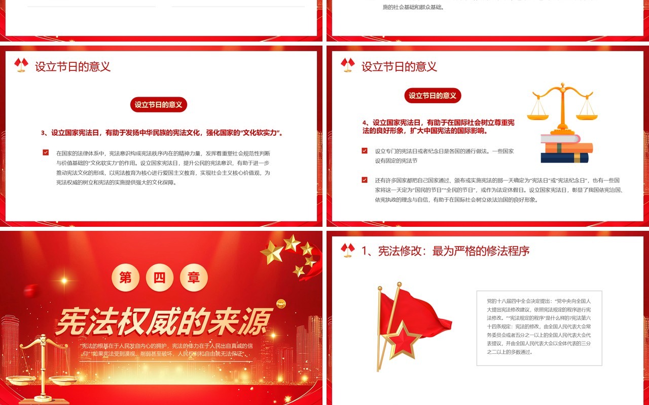 红色简约风国家宪法日宣传活动PPT模板