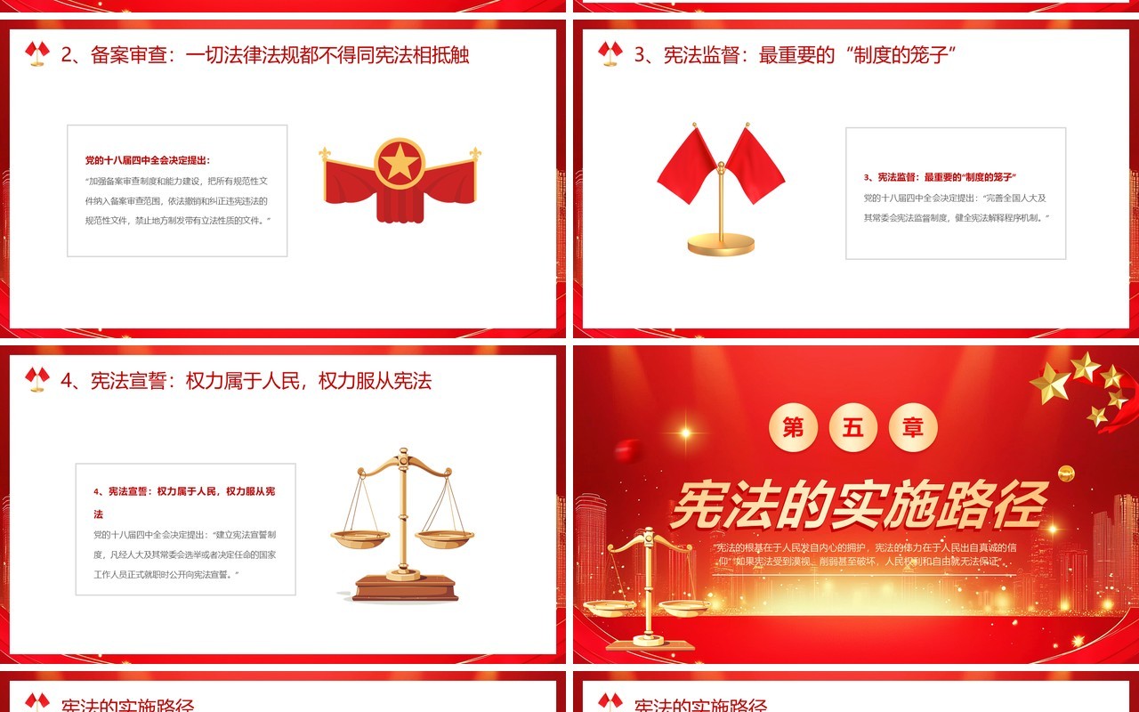 红色简约风国家宪法日宣传活动PPT模板