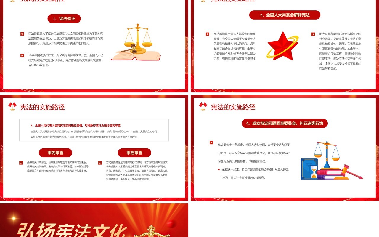 红色简约风国家宪法日宣传活动PPT模板