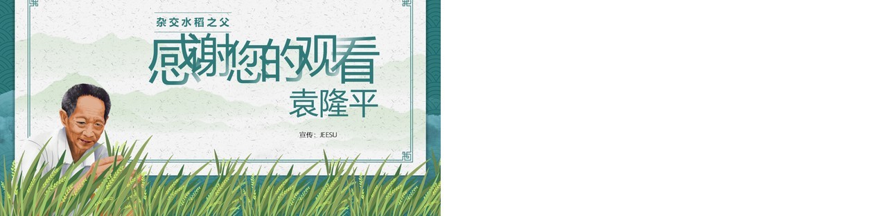 绿色简约风我心中的英雄袁隆平宣传教育PPT模板