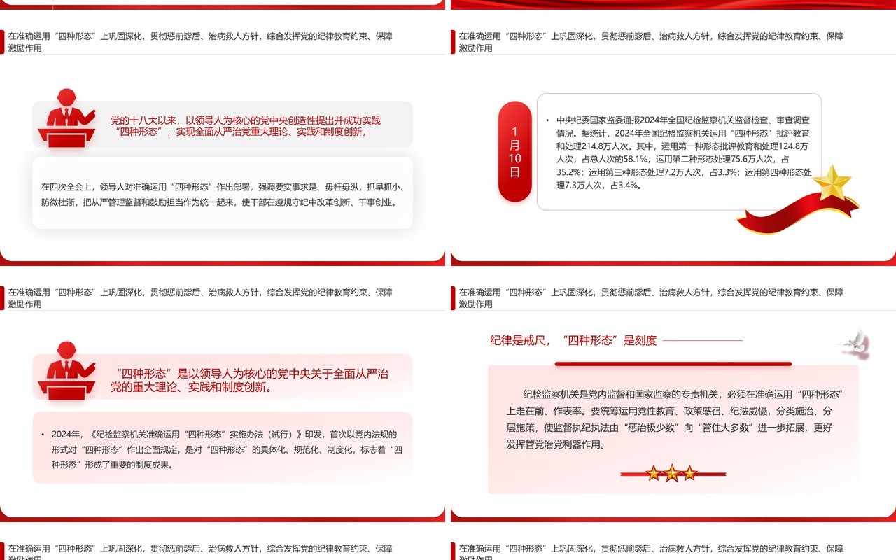 红色简约风全面加强党的纪律建设PPT模板