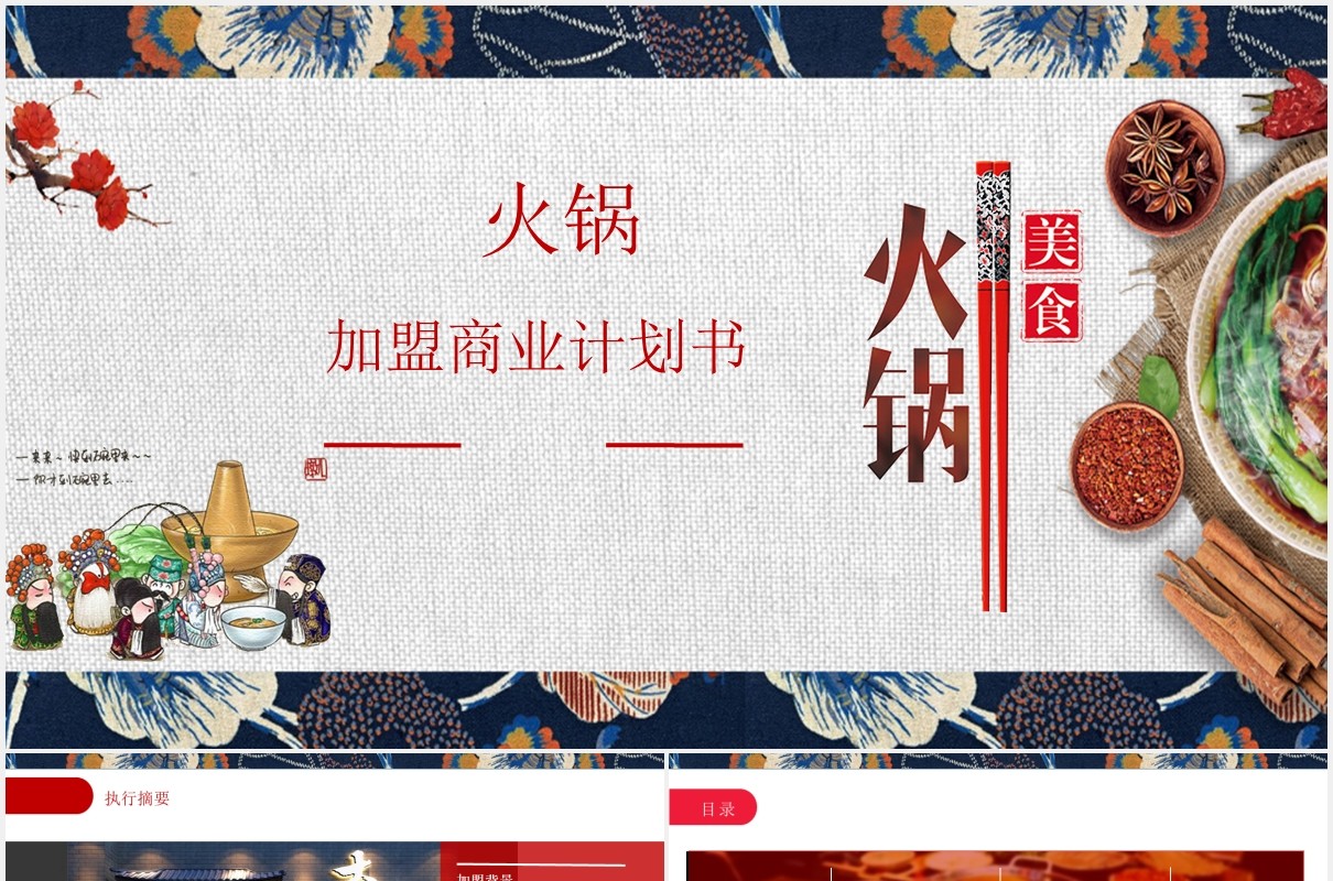 火锅加盟商业计划书餐饮PPT模板