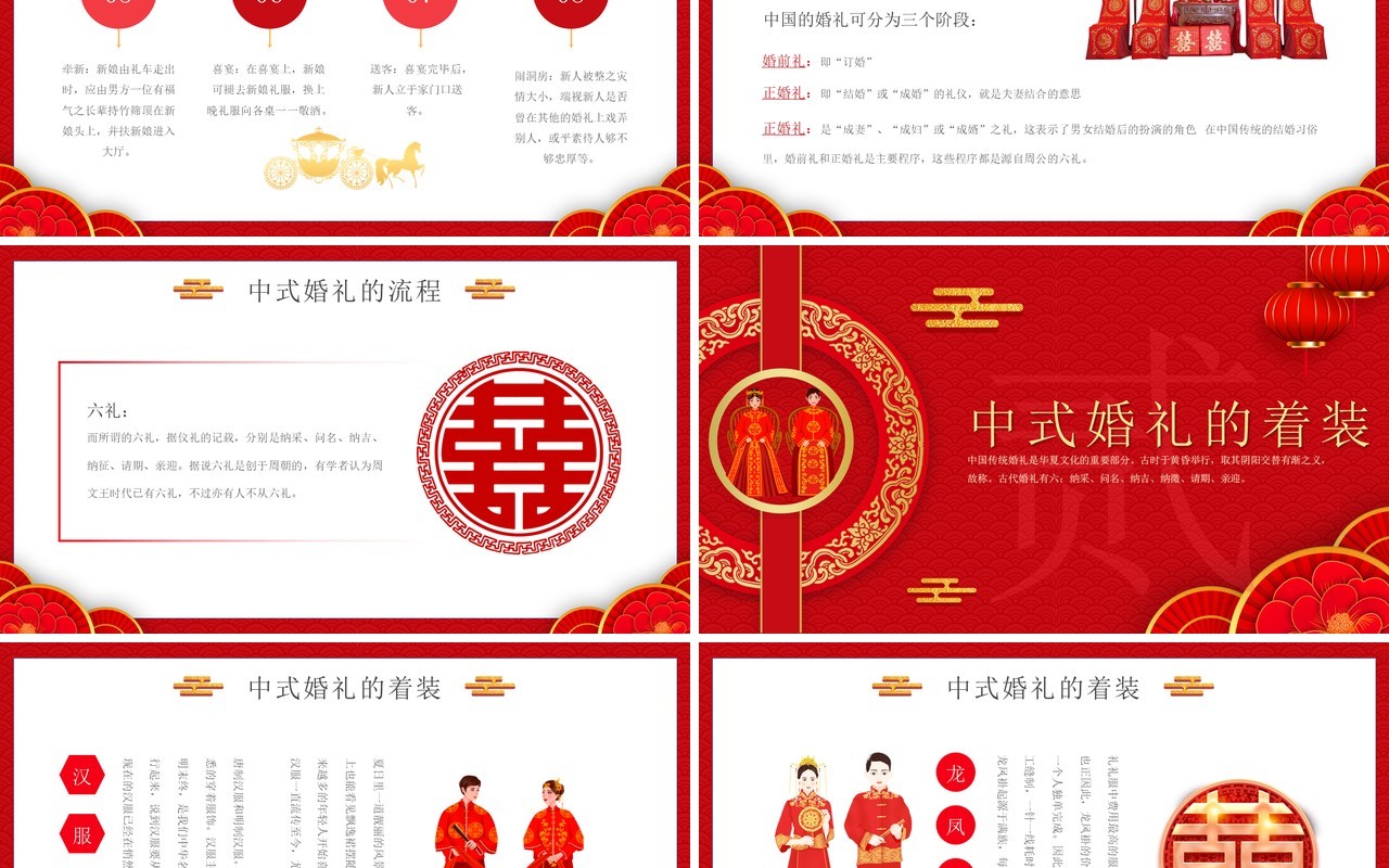 红色中国风中式婚礼活动策划PPT模板