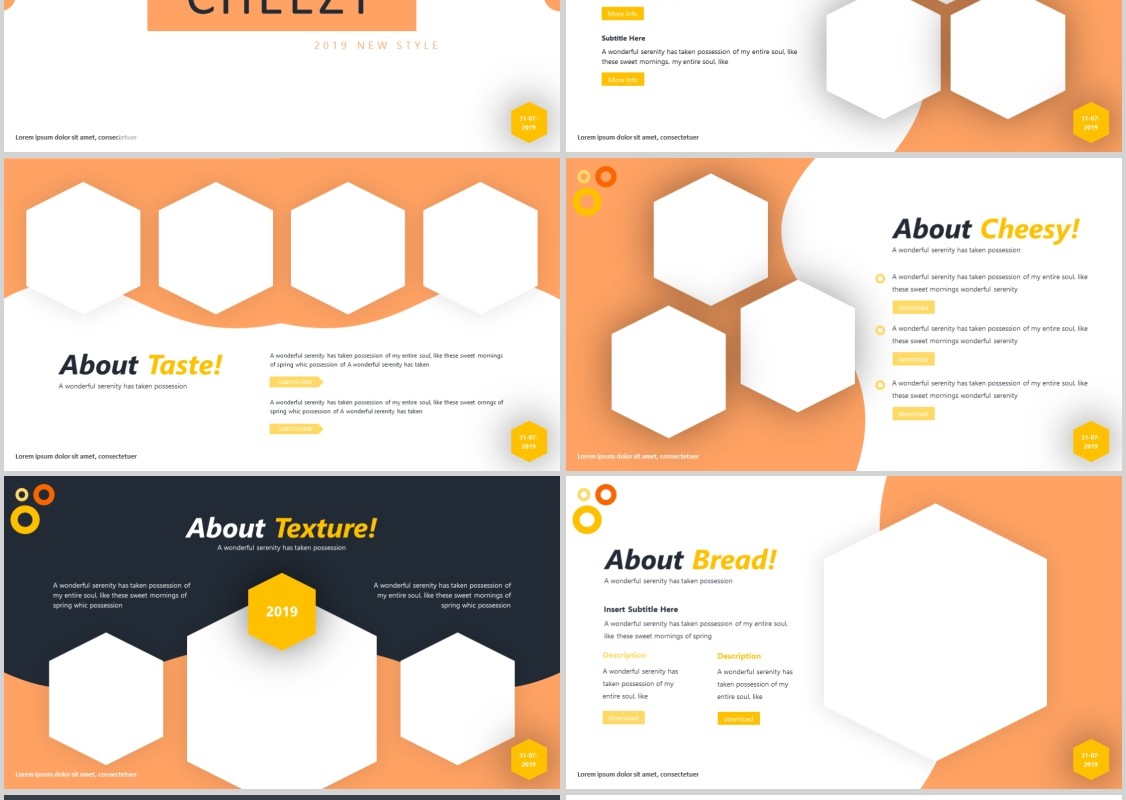 面包甜点美食餐饮PPT模板Cheezy Powerpoint Template
