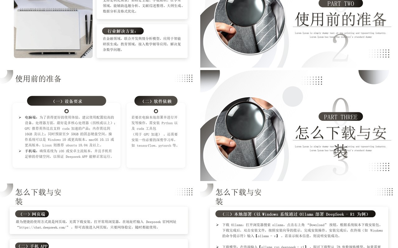 灰色商务风DEEPSEEK使用攻略PPT模板