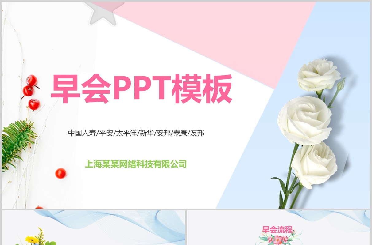 淡雅部门晨会流程早会PPT模板
