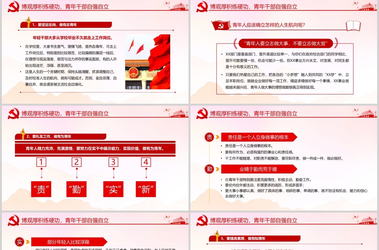 红色党政党建党课五四青年担青春之使命动态PPT模板