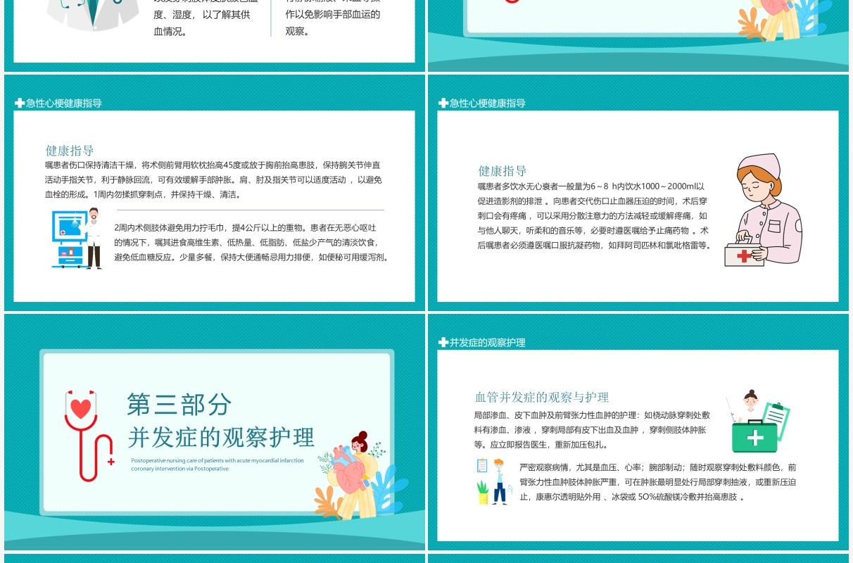 急性心梗病人经桡动脉行PCI的术后护理动态PPT模板